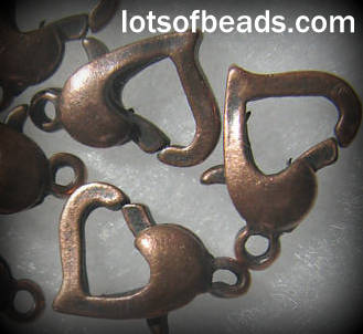 Copper heart lobster clasp 4/pk 